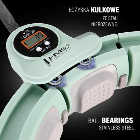 Zestaw hula hop magnetyczny green HHM13 z licznikiem HMS pas wyszczuplający br163 black