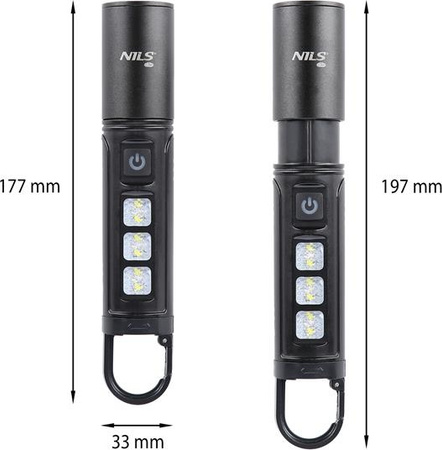 Latarka turystyczna wodoodporna akumulator led 800 lm Nils Camp NC0003 czarna