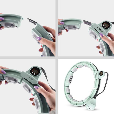 Zestaw hula hop magnetyczny green HHM13 z licznikiem HMS pas wyszczuplający br163 black