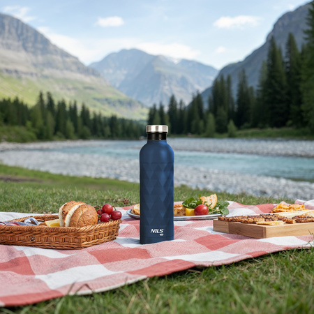 Butelka bidon turystyczny ze stali nierdzewnej Nils Camp NC3805 niebieski 750ML