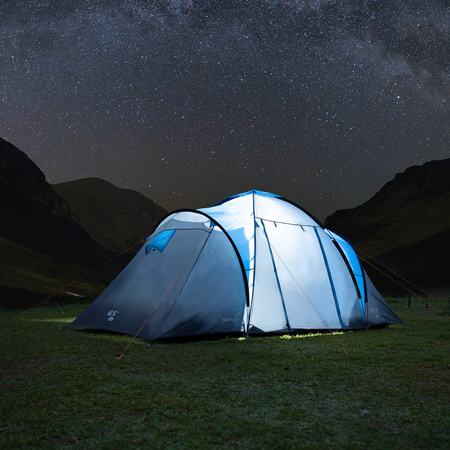 Namiot kempingowy turystyczny highland IV Nils Camp NC6431 4 osobowy niebiesko-szary 390x210x130cm