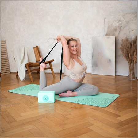 Mata do ćwiczeń jogi yogi fitness TPE HMS YM10 miętowa 182x61x0.8 cm
