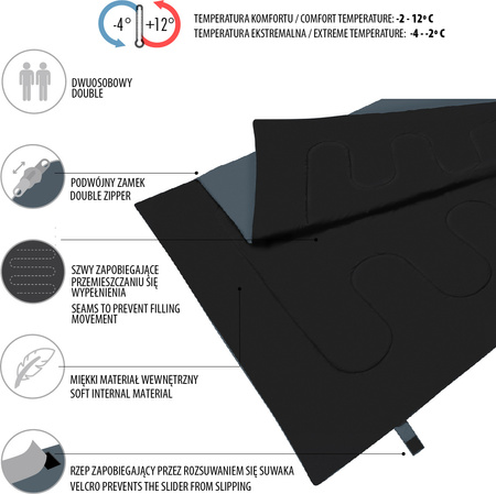 Śpiwór turystyczny kempingowy dwuosobowy Nils Camp wymiary 220 x 150 cm