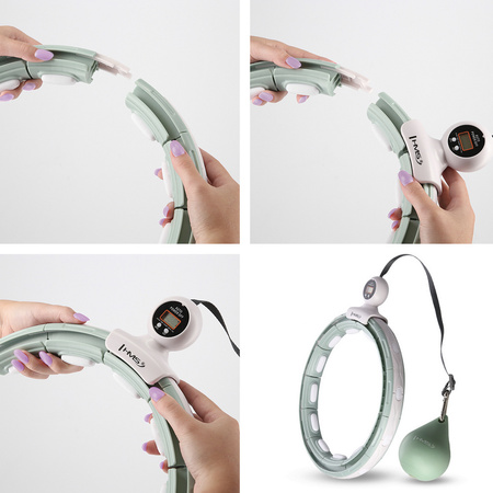 Zestaw hula hop magnetyczny z licznikiem HMS hhm15 zielone pas wyszczuplający br163 czerwony