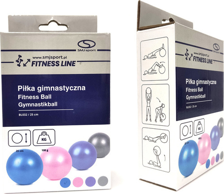 Piłka gimnastyczna pilates gumowa PVC BL032 25 cm niebieska