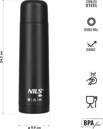 Termos turystyczny ze stali nierdzewnej Nils Camp Nils Camp NC3803 czarny 500 ml
