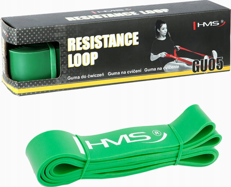 Guma taśma oporowa do ćwiczeń HMS GU05 45x4,5x2080 mm zielona