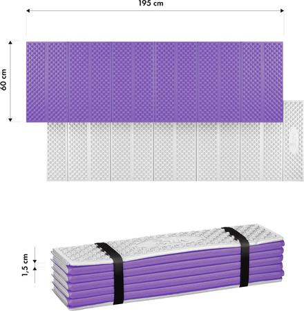 Karimata składana turystyczna trekkingowa z aluminiowym XPE 195×60×1,5 cm