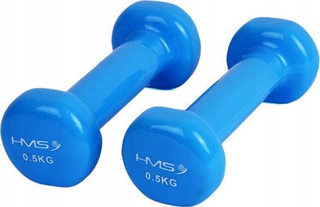Ciężarek żeliwny hantla do ćwiczeń fitness pokryty winylem HMS 17023 0.5 kg