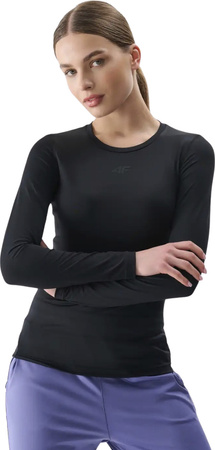 Koszulka damska 4F Longsleeve FNK F324 głęboka czerń 4FRSS25TFLOF324 20S