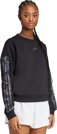 Bluza damska adidas Animal Print 3-Stripes French Terry Sweatshirt czarna JM1835