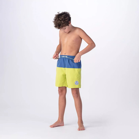 Spodenki szorty kąpielówki dziecięce Aquawave Drakon Jr granatowo-limonkowe rozmiar 158
