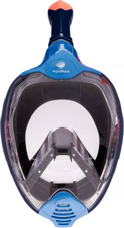 Maska okularki pływackie do nurkowania pełnotwarzowa Aquawave Vizero niebiesko-pomarańczowa rozmiar S/M