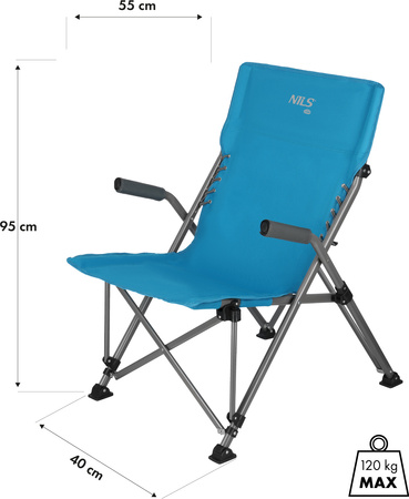 Krzesło fotel turystyczne plażowe składane Nils Camp NC3704 niebieskie