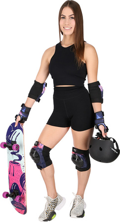 Zestaw ochraniaczy na kolana łokcie nadgarstki dla młodzieży na rolki deskorolkę hulajnogę Nils Extreme H734 czarne rozmiar L