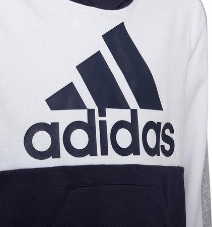 Bluza dla dzieci adidas Colorblock Fleece biało-granatowa HC5659
