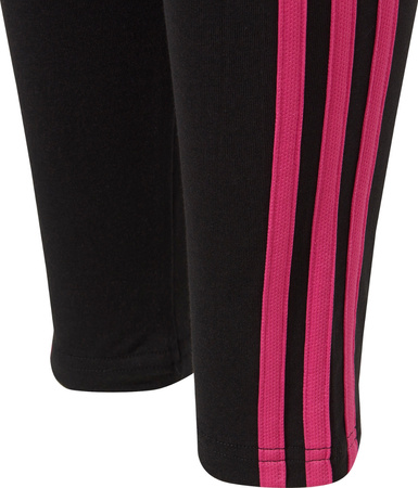 Legginsy dla dzieci adidas Essentials 3-Stripes Cotton Tights czarno-różowe IC3627
