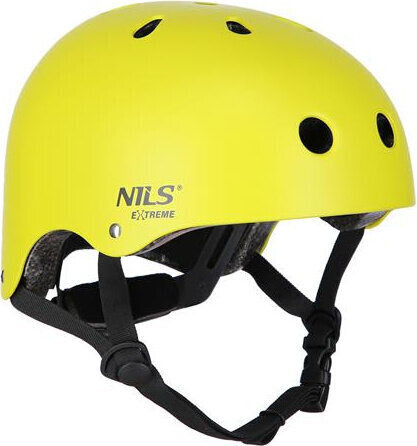 Zestaw kask z ochraniaczami na rower rolki hulajnogę Nils Extreme mr290 h230 żółty rozmiar S