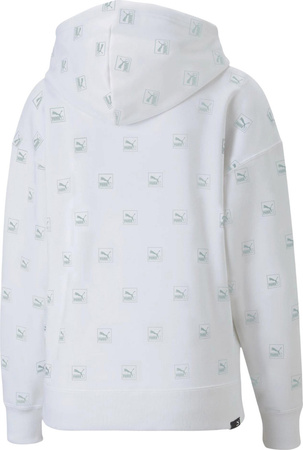 Bluza damska Puma Brand Love AOP Hoodie FL biała 535706 02