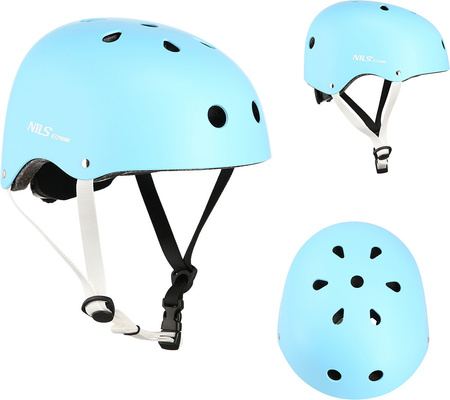 Kask rowerowy na rolki deskorolkę hulajnogę Nils Extreme MTW001 niebieski rozmiar L 58-61 cm