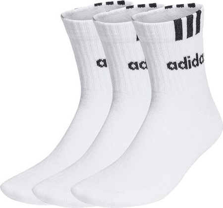 Skarpety adidas 3-Stripes Linear Half-Crew Cushioned 3P białe HT3437