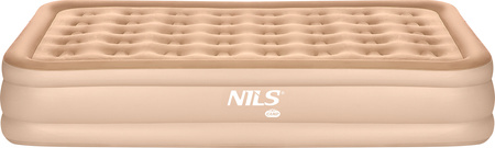 Materac dwuosobowy dmuchany king size beżowy Nils Camp NC2808 + pompka elektryczna Nils camp 200×145×35 cm