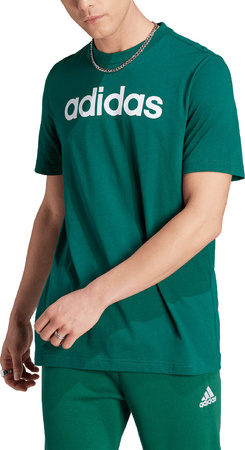 Koszulka męska adidas Essentials Single Jersey Linear Embroidered Logo Tee zielona IJ8658