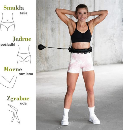 Zestaw hula hop plus size hhw12 black z wypustkami i obciążnikiem HMS pas br163 red