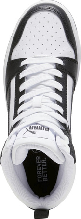 Buty dla dzieci Puma Rebound V6 Mid biało-czarne 393831 01