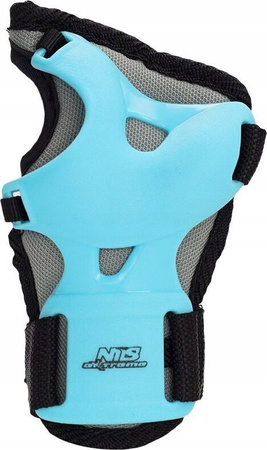 Zestaw ochraniaczy kolana łokcie nadgarstki na rolki deskorolkę hulajnogę Nils Extreme H716 szaro-niebieskie rozmiar L