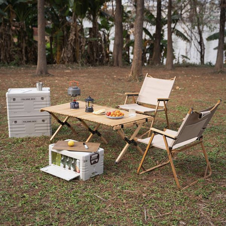 Składana skrzynia kempingowa turystyczna z funkcją stołu szafki 2w1 50l Nils Camp NCB4002