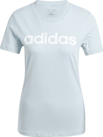 Koszulka damska adidas Loungewear Essentials Slim Logo Tee jasnoniebieska IY9188