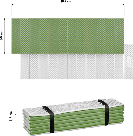 Karimata składana turystyczna trekkingowa z aluminiowym XPE 195×60×1,5 cm