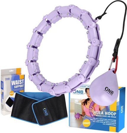 Zestaw hula hop z wypustkami i obciążnikiem One Fitness fioletowe oha02   pas wyszczuplający br160