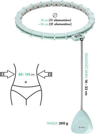 Zestaw hula hop magnetyczny hhm14 z licznikiem HMS pas wyszczuplający br163