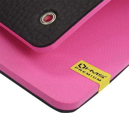 Mata do ćwiczeń fitness klubowa z otworami HMS Premium MFK02 120x60x2 cm różowo-czarna