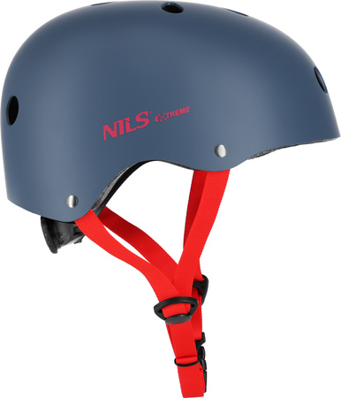 Dziecięcy kask rowerowy na rolki hulajnogę regulowany Nils Extreme MTW001-1 szaro-czerwony r M (55-58cm)