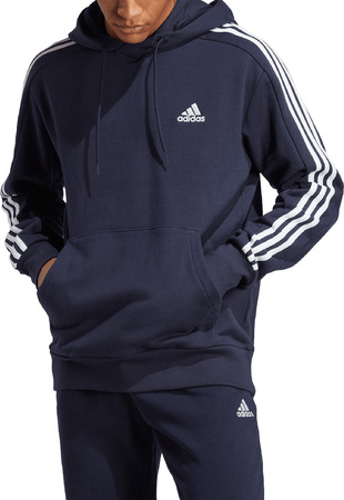 Bluza męska adidas Essentials French Terry 3-Stripes Hoodie granatowa IC0436