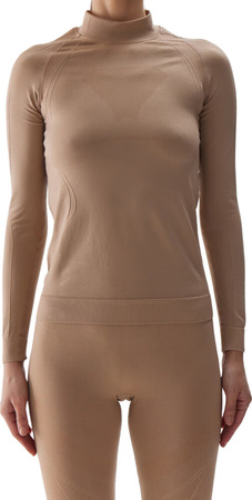 Bielizna termoaktywna termiczna bezszwowa koszulka bluza damska 4F F156 jasny brąz 4FWAW24USEAF156 82S