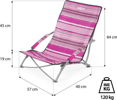 NC3035 KRZESŁO PLAŻOWE RÓŻOWE NILS
