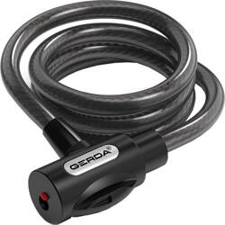 Zapięcie rowerowe Gerda linka , korpus okrągły, osłona klucza czarne Flex 1200/8V