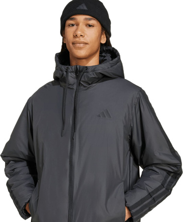 Kurtka męska adidas Essentials Climawarm 3 Stripes Insulated Hooded czarna KB8149