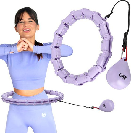 Zestaw hula hop z wypustkami i obciążnikiem One Fitness fioletowe oha02 pas wyszczuplający br160