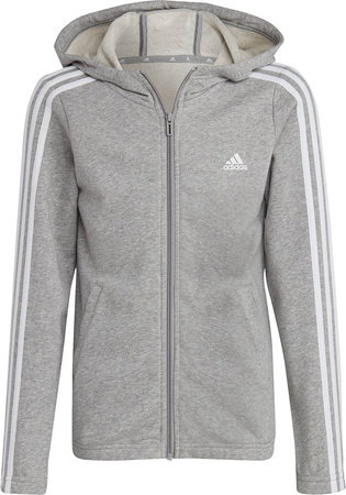 Bluza dla dzieci adidas Essentials 3-Stripes Full-Zip Hoodie szara IC3635
