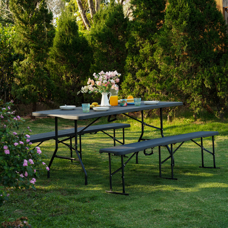 Ławka turystyczna kempingowa ogrodowa składana Nils Camp NC3404 antracyt 183x28x43cm