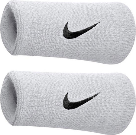 Frotki na nadgarstek Nike szerokie Swoosh Doublewide białe 2szt NNN05101OS/NNN05116OS