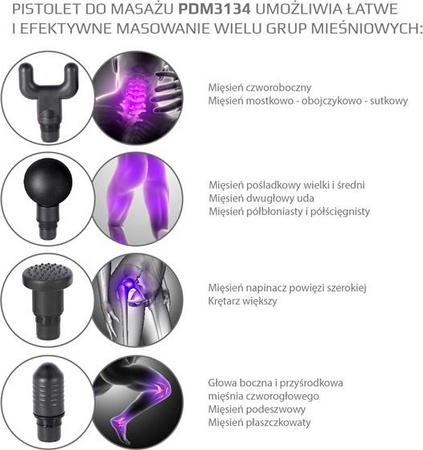 Pistolet do masażu całego ciała HMS PDM3134I złoty