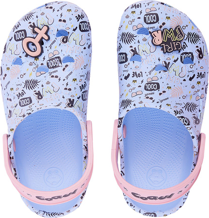 Chodaki sandały klapki dla dzieci Coqui Little Frog Game Over niebiesko-różowe 8701-265-4062