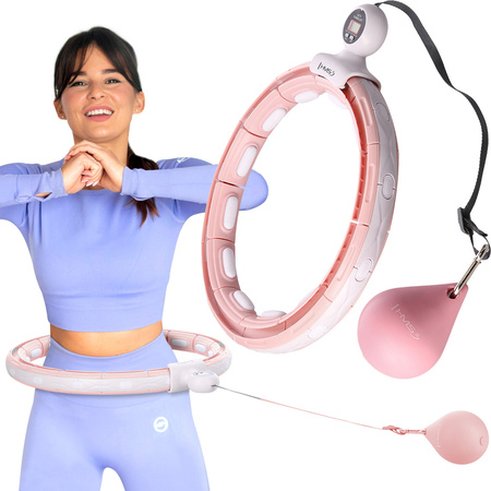 Zestaw hula hop magnetyczny z licznikiem HMS hhm15 różowe pas wyszczuplający br163 czerwony