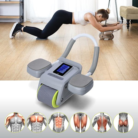 Automatyczne koło do ćwiczeń mięśni brzucha z podparciem kółko ABS KA08 szare